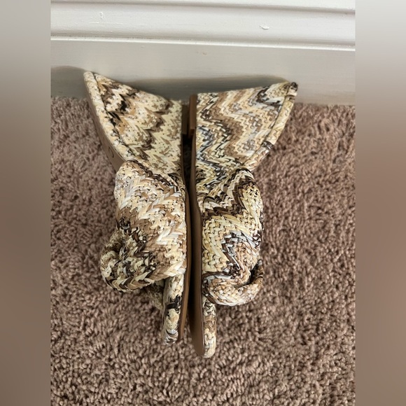New 37 6.5 Anthropologie silent d Katia wedge sandals raffia tan brown cream - Picture 7 of 17